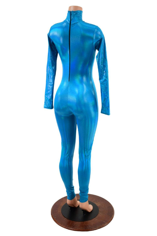 Peacock Catsuit with Back Zipper - 5