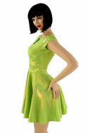 Lime Holographic Skater Dress - 2