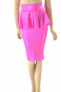 Neon Pink Peplum Skirt & Crop Set - 6