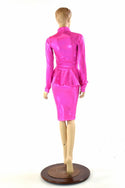 Neon Pink Peplum Skirt & Crop Set - 4