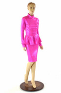Neon Pink Peplum Skirt & Crop Set - 2