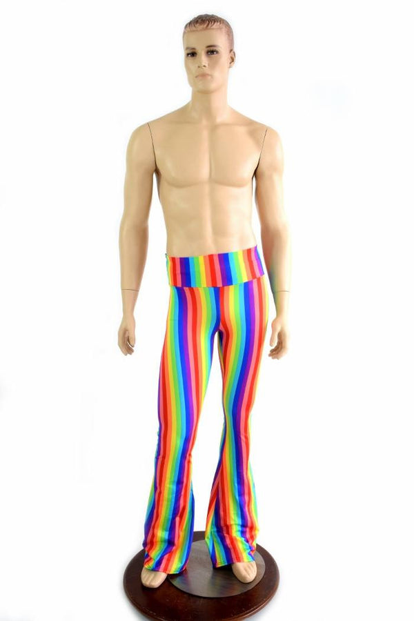 Mens Rainbow Stripe Bootcut Pants - 2