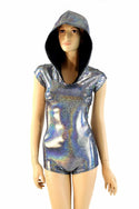 Silver Holographic Hoodie Romper - 2