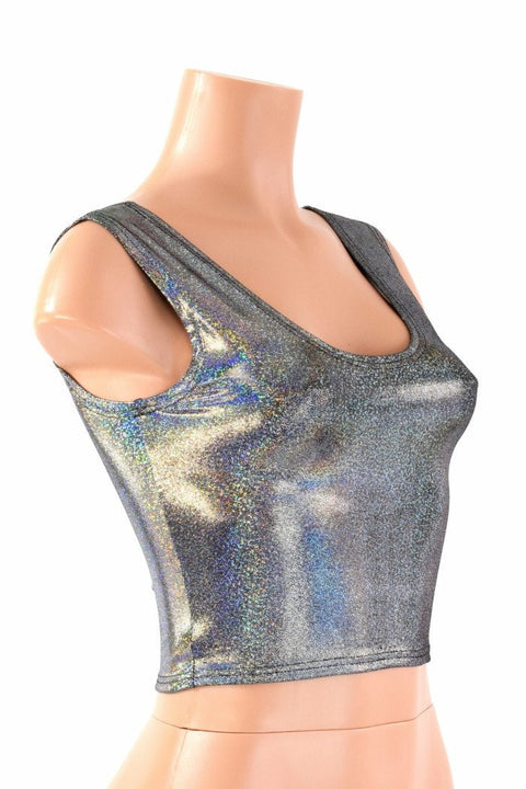 Silver Holographic Crop Tank - Coquetry Clothing