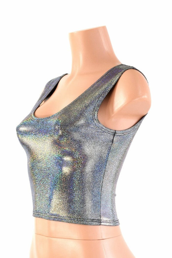 Silver Holographic Crop Tank - 3