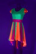 Tri Color Neon Pinwheel Hi Lo Skater Dress - 8