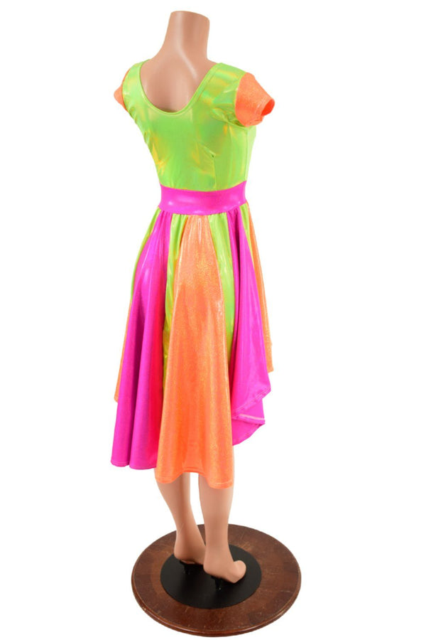 Tri Color Neon Pinwheel Hi Lo Skater Dress - 7