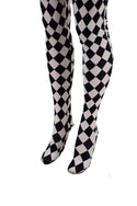 Footed High Waist Leggings in Black and White Diamond - 2