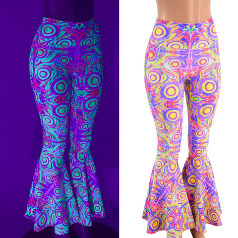 Neon Orb High Waist Bell Bottom Flares - Coquetry Clothing