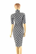 Black & White Checkered Bodycon Dress - 3