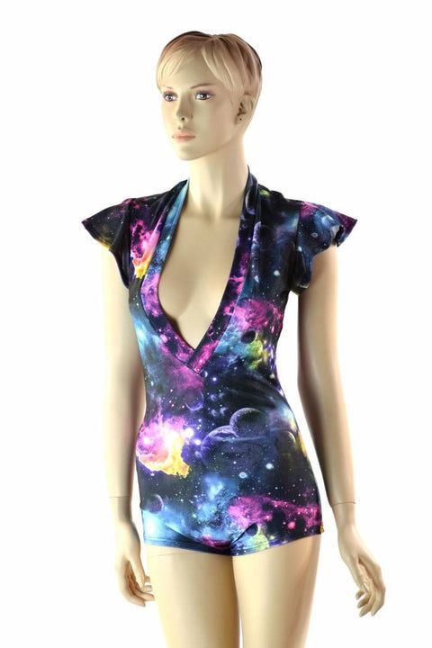 Deep Plunging V Galaxy Romper - Coquetry Clothing