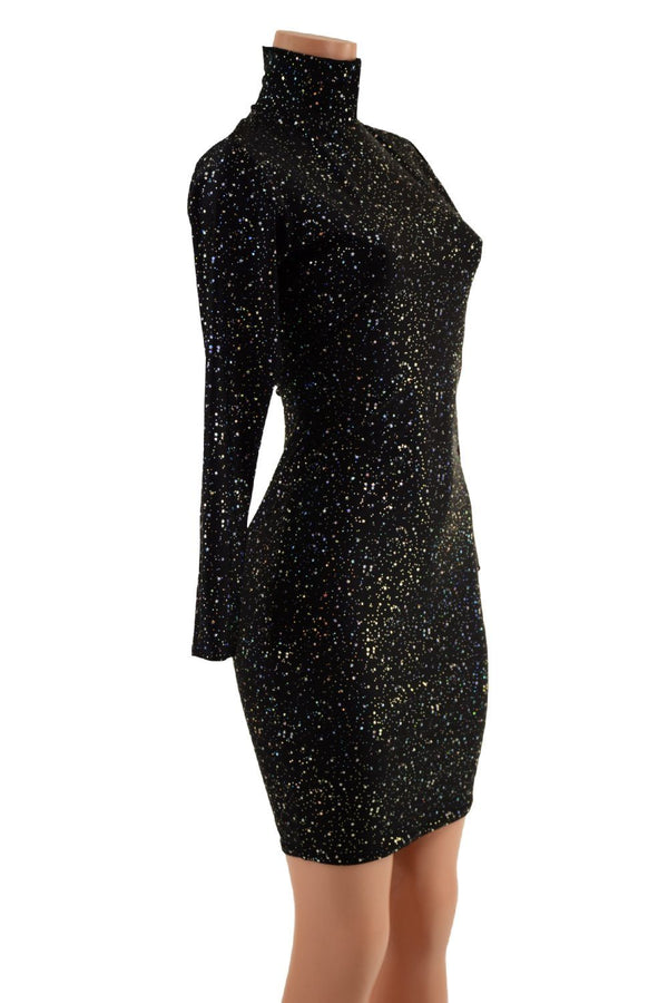 Backless Star Noir Bodycon Dress with Snap Back Turtleneck - 3