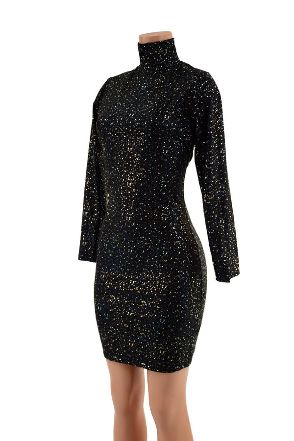 Backless Star Noir Bodycon Dress with Snap Back Turtleneck - 4