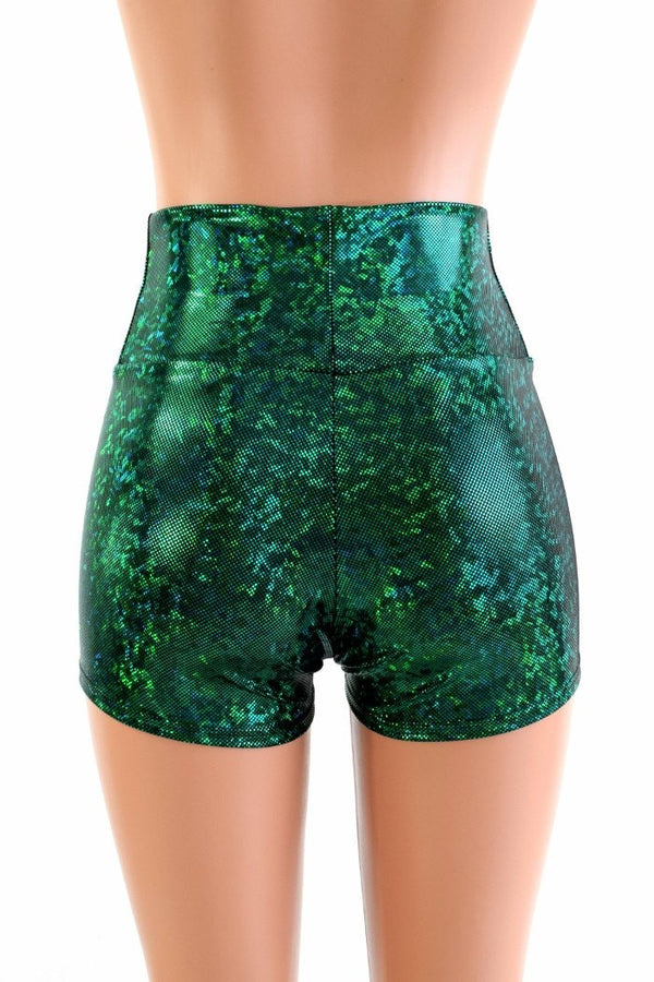 Green Kaleidoscope High Waist Shorts - 4