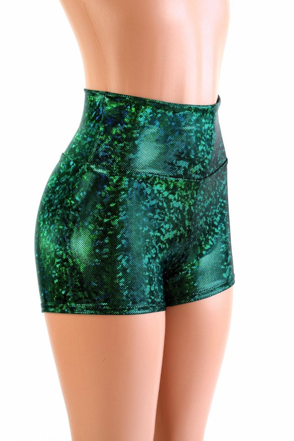 Green Kaleidoscope High Waist Shorts - 1