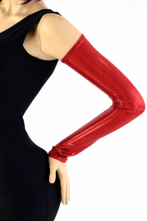 Red Sparkly Jewel Arm Warmer Sleeves - Coquetry Clothing