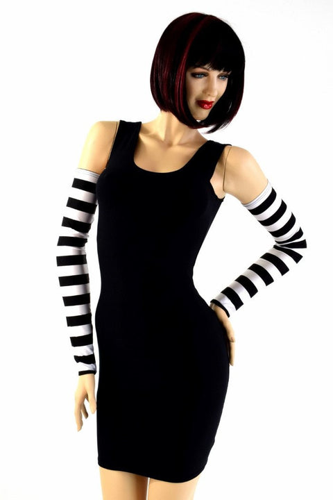 Black & White Stripe Arm Warmer Sleeves - Coquetry Clothing