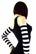 Black & White Stripe Arm Warmer Sleeves - 2
