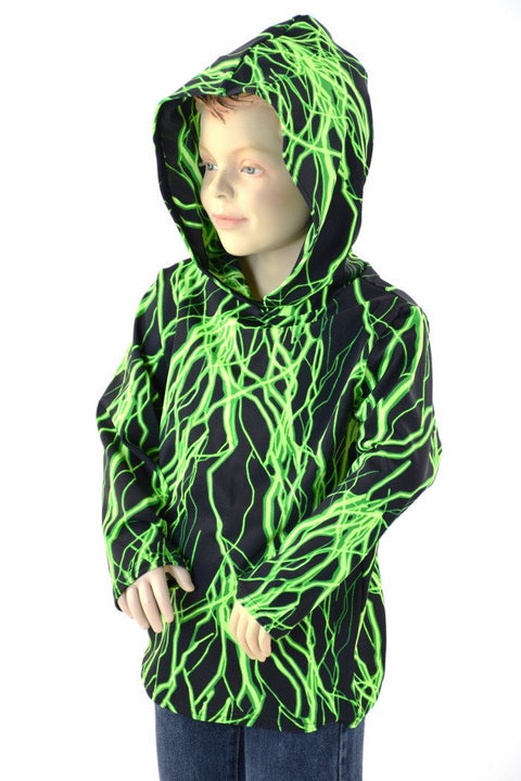 Childrens Neon Green Lightning Hoodie - Coquetry Clothing