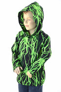 Childrens Neon Green Lightning Hoodie - 6