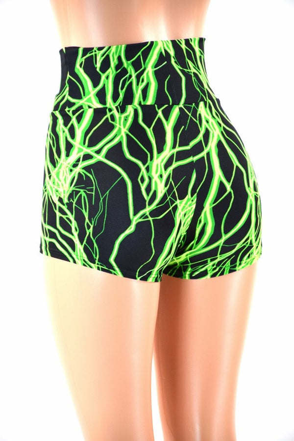 Neon UV Glow High Waist Shorts - 4