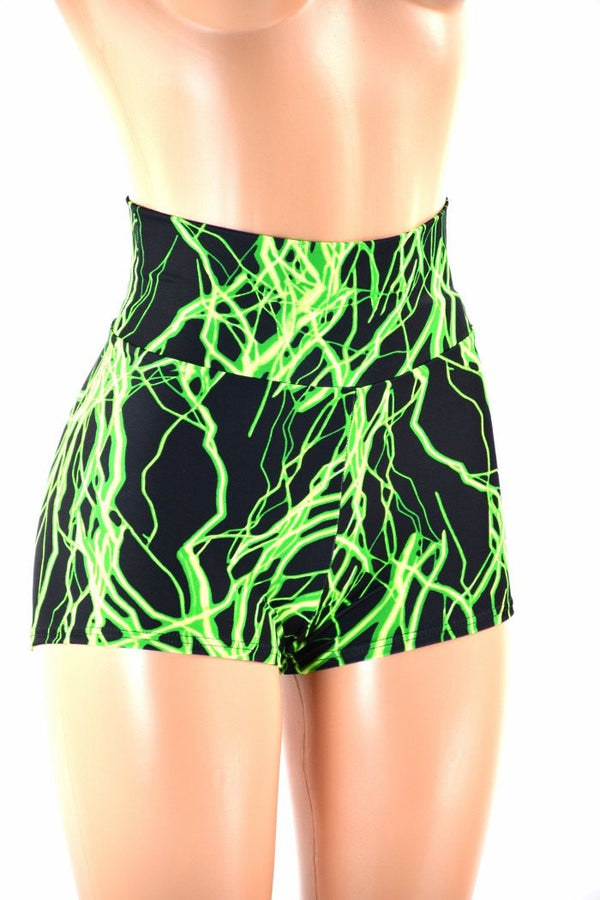 Neon UV Glow High Waist Shorts - 2