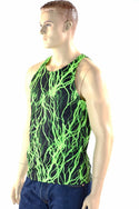 Mens Neon UV Glow Lightning Muscle Shirt - 7