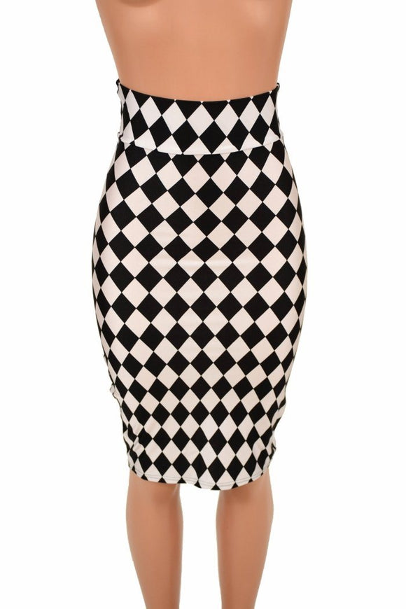 27" Diamond Print Pencil Skirt - Coquetry Clothing