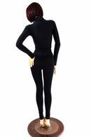 2PC Black Matte Mock Catsuit (Leggings & Crop) - Coquetry Clothing