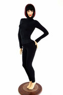 2PC Black Matte Mock Catsuit (Leggings & Crop) - 2