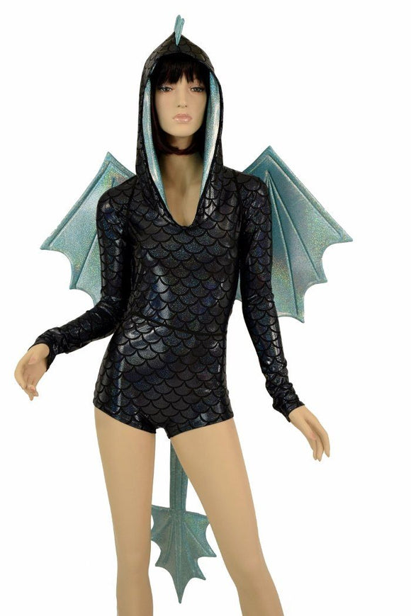 2PC Black/Seafoam Dragon Set (+Wings & Tail!) - Coquetry Clothing