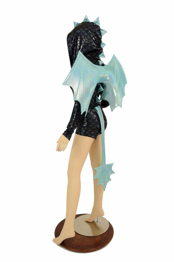 2PC Black/Seafoam Dragon Set (+Wings & Tail!) - Coquetry Clothing