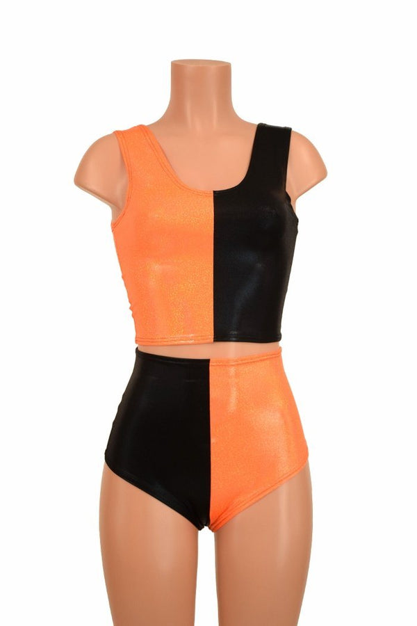 2PC Crop Top and Siren Shorts Set - 1