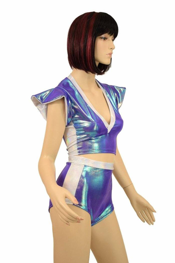 2PC Crop Top and Siren Shorts Set - 2