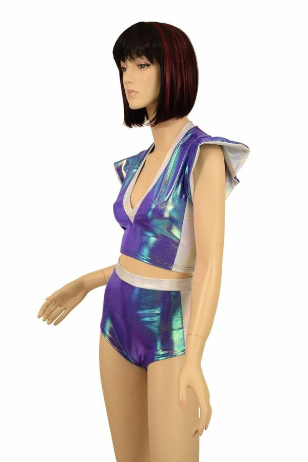 2PC Crop Top and Siren Shorts Set - 4