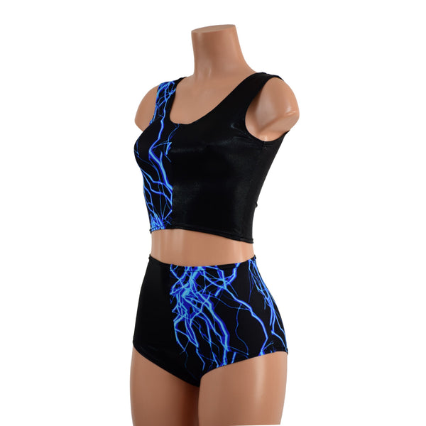 2PC Crop Top and Siren Shorts Set - 2