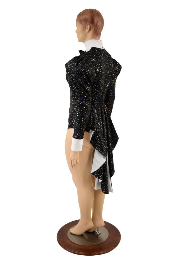 2PC Faux Tux Romper with Tails, Tie, and Turtleneck and Breakaway Skirt - Coquetry Clothing
