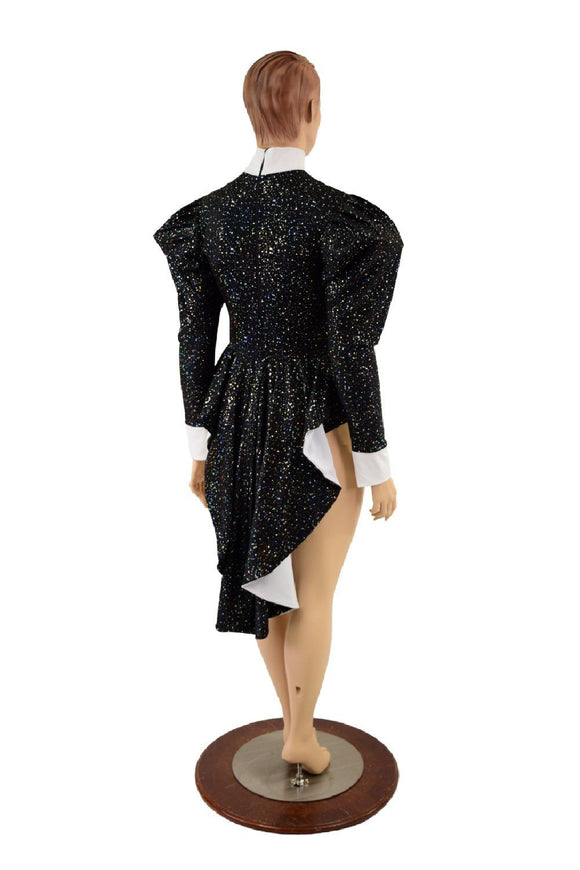 2PC Faux Tux Romper with Tails, Tie, and Turtleneck and Breakaway Skirt - Coquetry Clothing