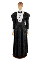 2PC Faux Tux Romper with Tails, Tie, and Turtleneck and Breakaway Skirt - Coquetry Clothing