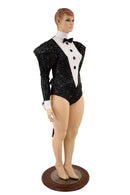 2PC Faux Tux Romper with Tails, Tie, and Turtleneck and Breakaway Skirt - Coquetry Clothing