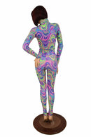 2PC Glow Worm Mock Catsuit (Leggings & Top) - Coquetry Clothing