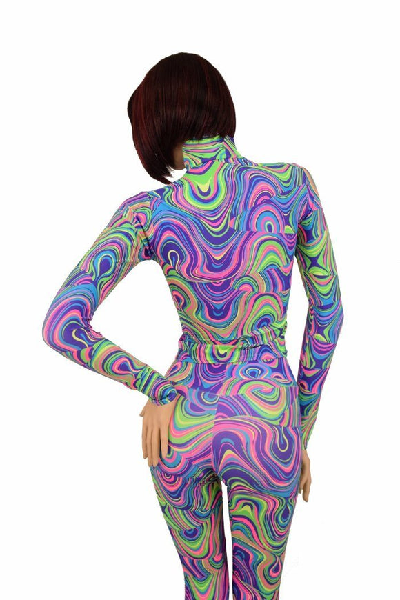 2PC Glow Worm Mock Catsuit (Leggings & Top) - Coquetry Clothing