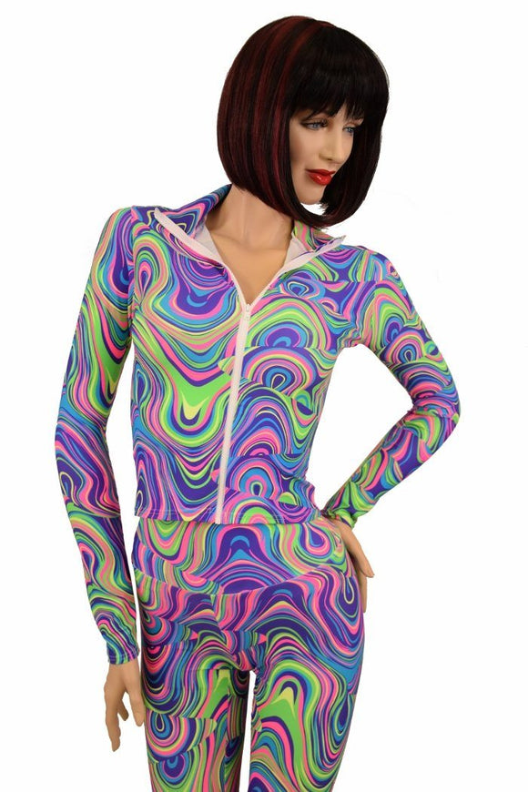 2PC Glow Worm Mock Catsuit (Leggings & Top) - Coquetry Clothing