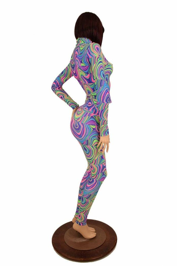 2PC Glow Worm Mock Catsuit (Leggings & Top) - 7