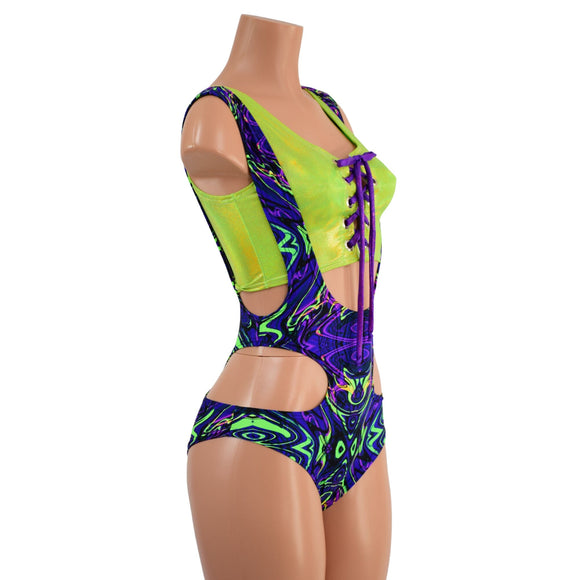 2PC Hipnotic Suspender Romper Set - Coquetry Clothing