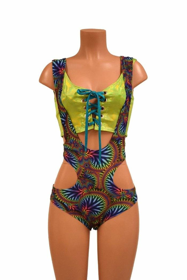 2PC Hipnotic Suspender Romper Set - 2