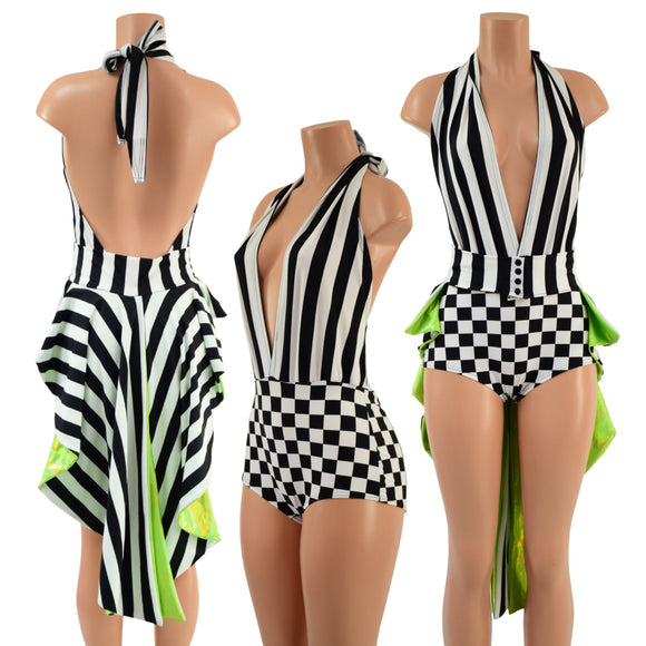 2PC Josie Romper and Tux Back Belt Set - Coquetry Clothing