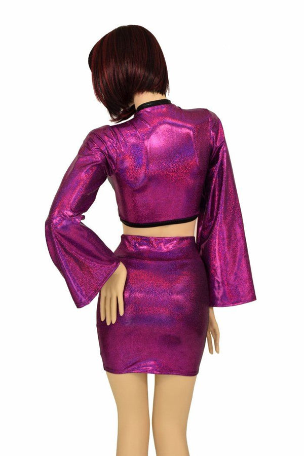 2PC Keyhole Top and Bodycon Skirt Set - 3