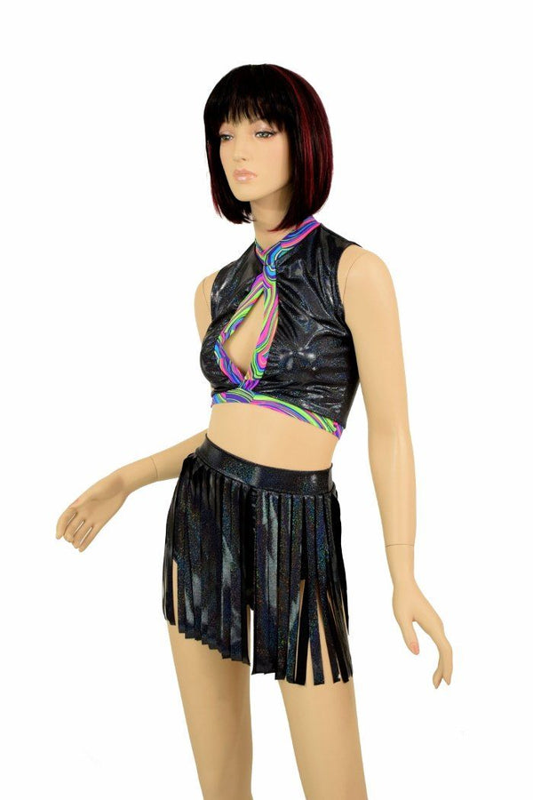 2PC Keyhole Top and Gladiator Shorts Set - 4