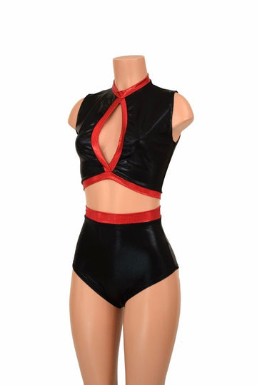 2PC Keyhole Top and Siren Shorts Set - Coquetry Clothing